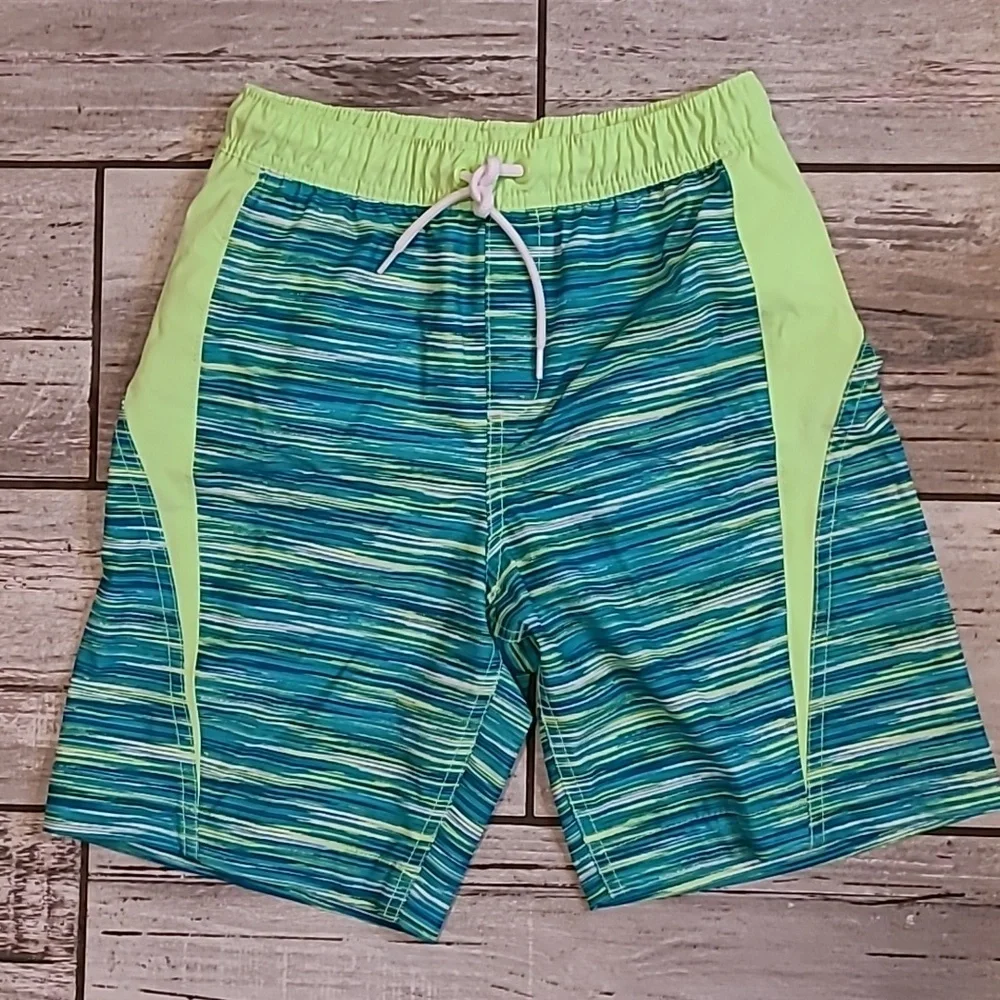 Lands End Boys Large 10/12 Colorful Swim Trunks Shorts Lot Of 3 Beach Pool Vacay